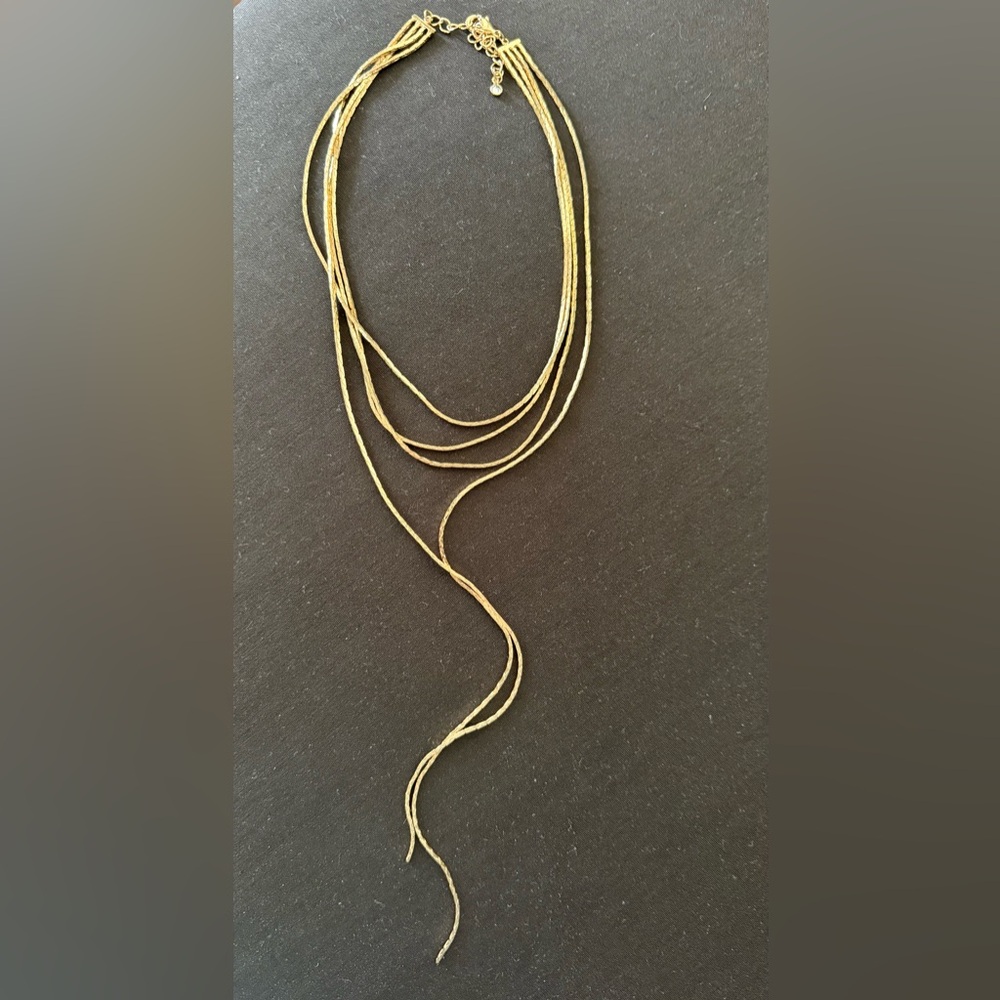 Elegant Gold Multi-Strand lariat Necklace